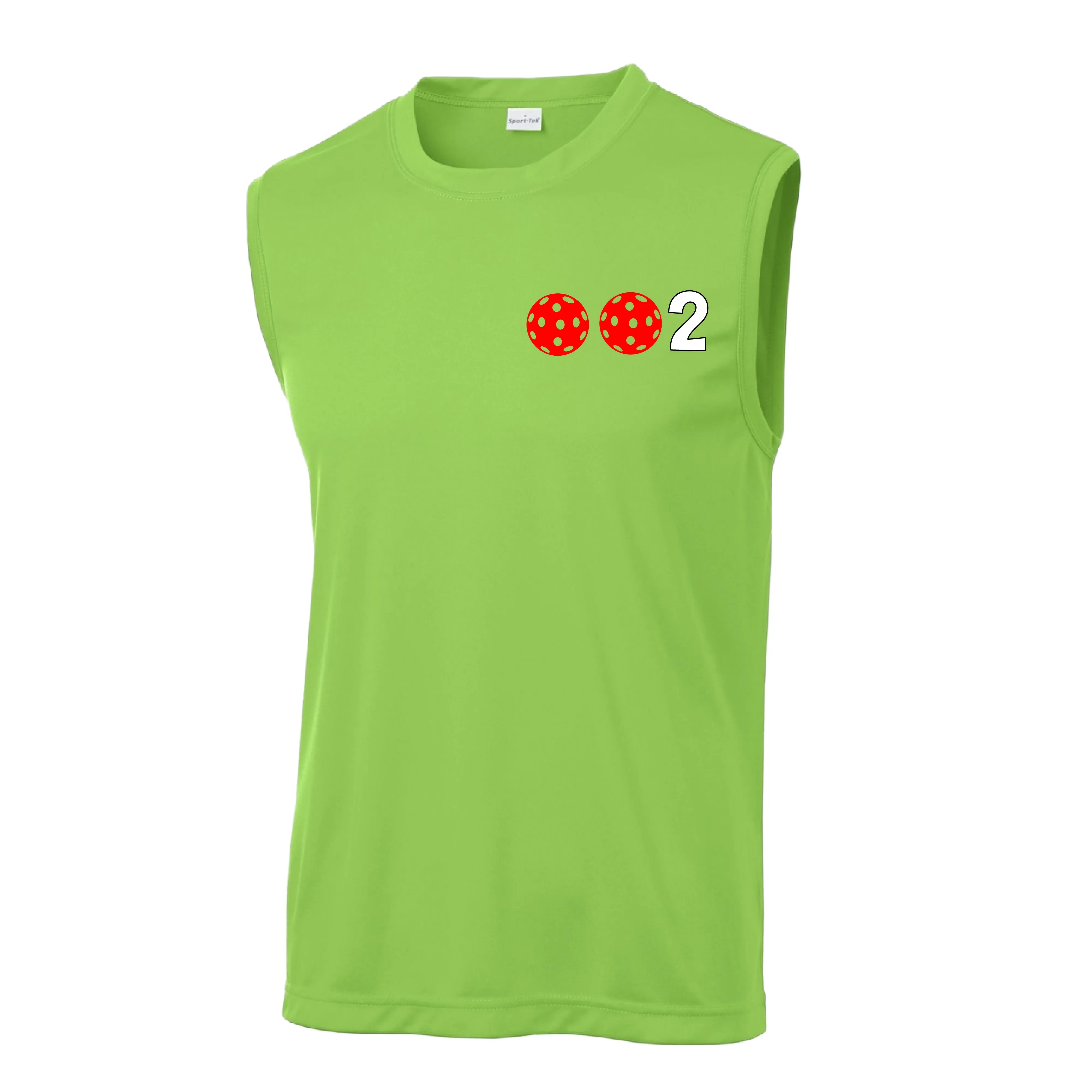 002 With Pickleballs (Red Purple Rainbow Pink) Customizable | Men's Sleeveless Pickleball Shirt | 100% Polyester