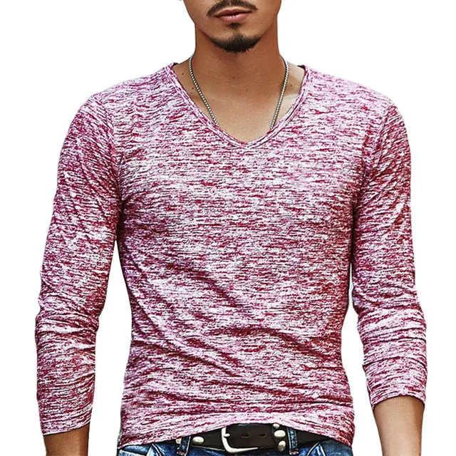 2018 NEW Trendy Summer Men T Shirt Casual Long Sleeve Slim Men's Basic Tops Tees Stretch T-shirt Chemise Homme Brand Clothing