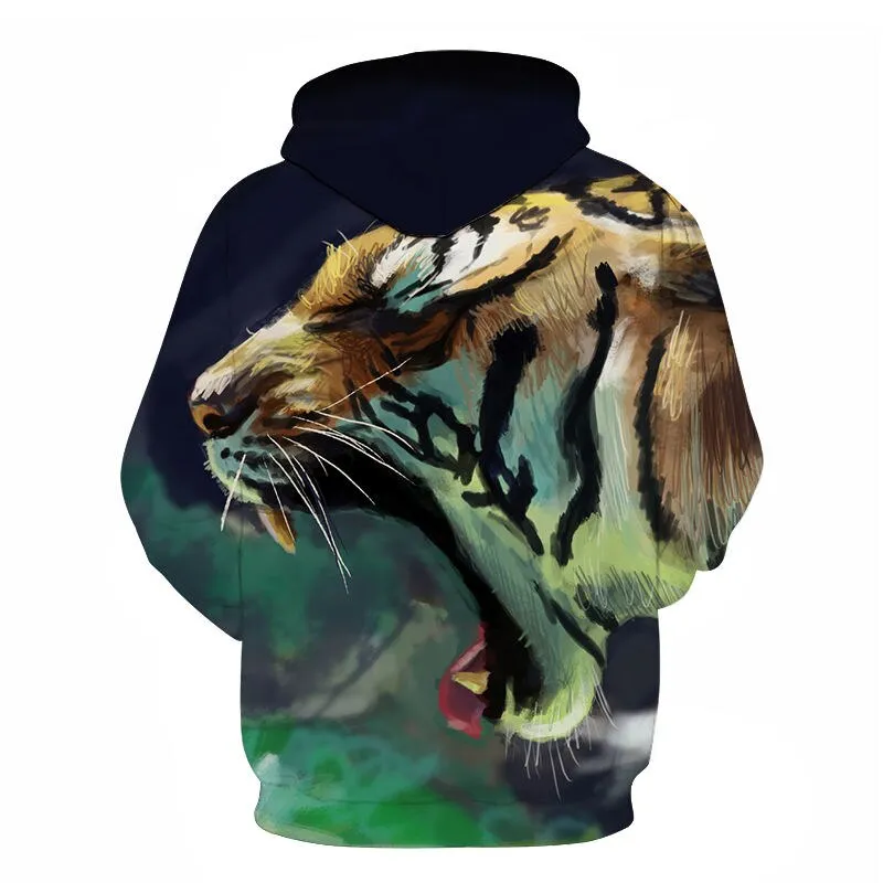 3D Print Flame Tiger Hoodie Men Sweatshirt Men Women Hoodies Plus Size Pullover Novelty 6XL Casual Animal Coats