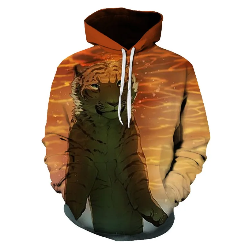 3D Print Flame Tiger Hoodie Men Sweatshirt Men Women Hoodies Plus Size Pullover Novelty 6XL Casual Animal Coats