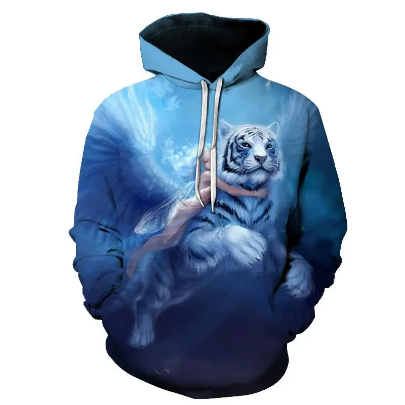 3D Print Flame Tiger Hoodie Men Sweatshirt Men Women Hoodies Plus Size Pullover Novelty 6XL Casual Animal Coats