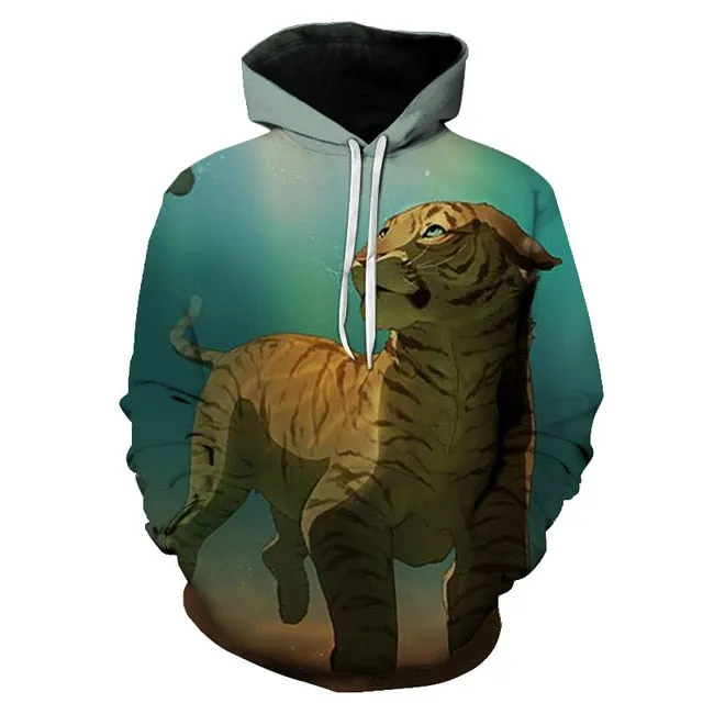 3D Print Flame Tiger Hoodie Men Sweatshirt Men Women Hoodies Plus Size Pullover Novelty 6XL Casual Animal Coats