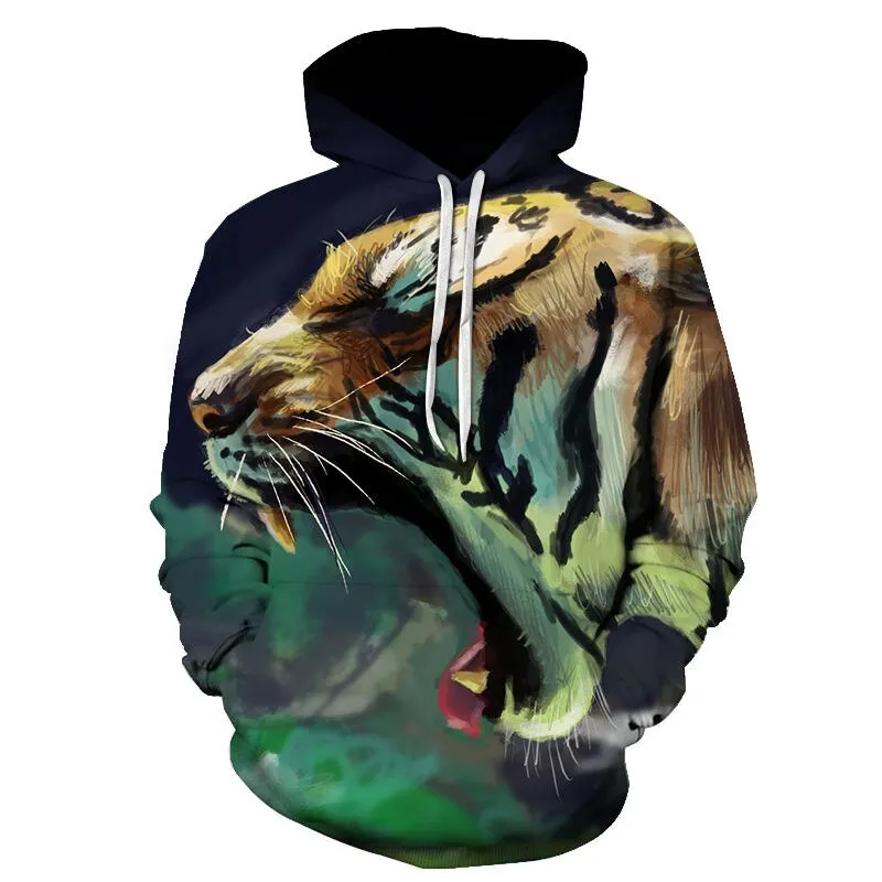 3D Print Flame Tiger Hoodie Men Sweatshirt Men Women Hoodies Plus Size Pullover Novelty 6XL Casual Animal Coats