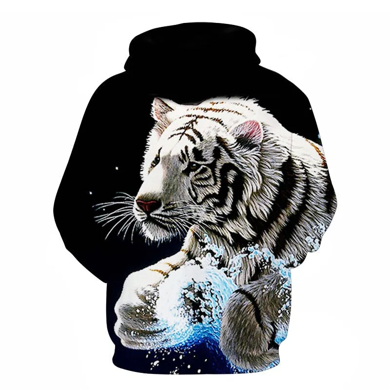 3D Print Flame Tiger Hoodie Men Sweatshirt Men Women Hoodies Plus Size Pullover Novelty 6XL Casual Animal Coats