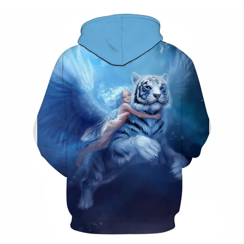 3D Print Flame Tiger Hoodie Men Sweatshirt Men Women Hoodies Plus Size Pullover Novelty 6XL Casual Animal Coats