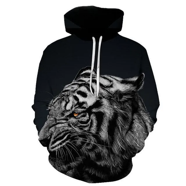 3D Print Flame Tiger Hoodie Men Sweatshirt Men Women Hoodies Plus Size Pullover Novelty 6XL Casual Animal Coats