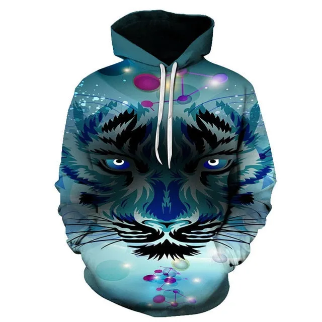 3D Print Flame Tiger Hoodie Men Sweatshirt Men Women Hoodies Plus Size Pullover Novelty 6XL Casual Animal Coats