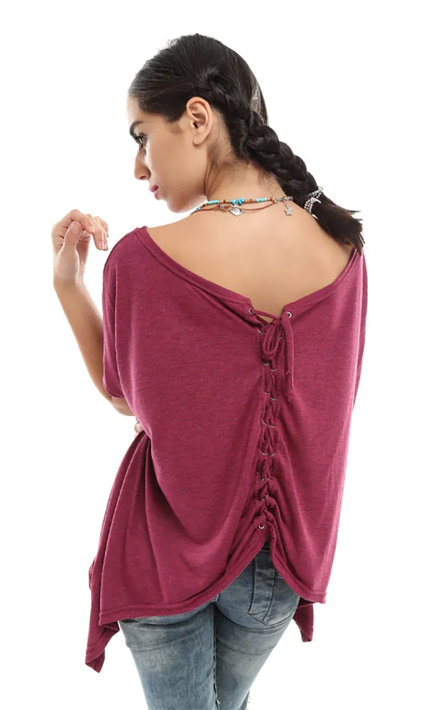 47101 Scoop Neck T-shirt - Dark Fuchsia