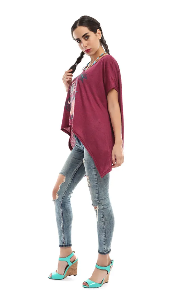 47101 Scoop Neck T-shirt - Dark Fuchsia