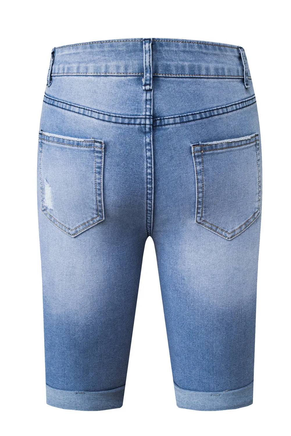 Acid Wash Roll-up Edge Bermuda Short Jeans