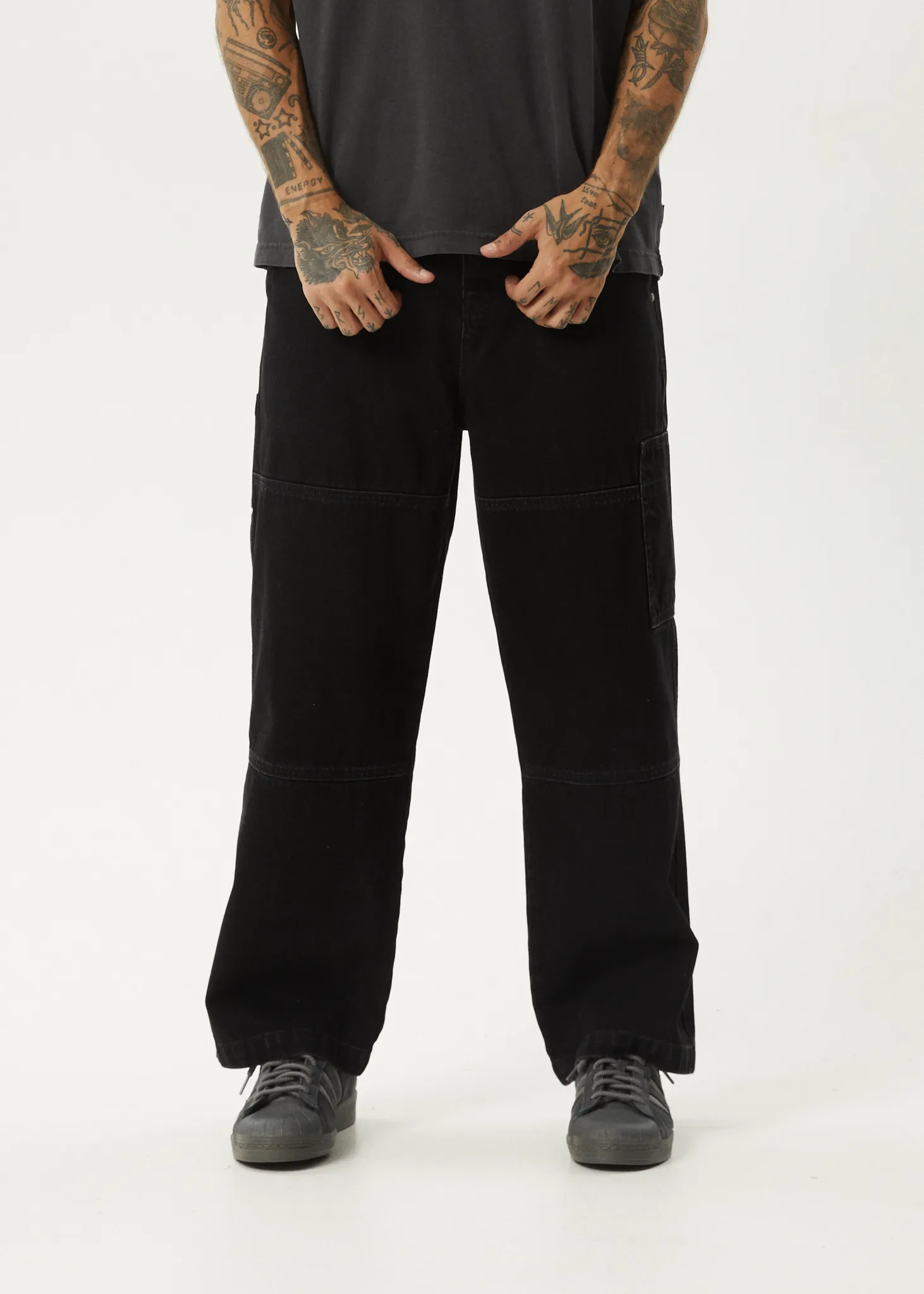 AFENDS Mens Richmond - Denim Workwear Jean - Washed Black