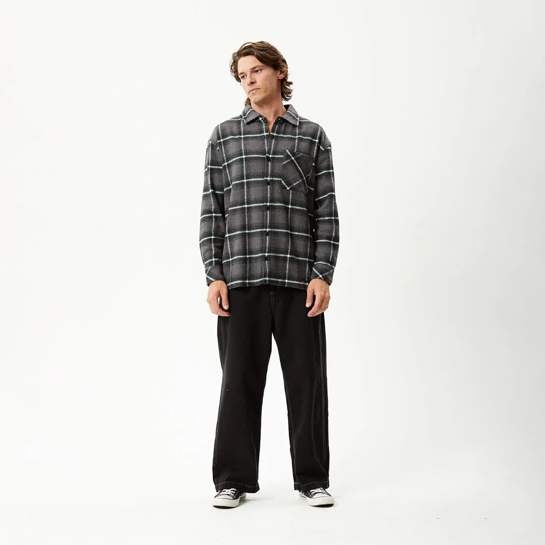 AFENDS Mens Sandstorm - Flannel Long Sleeve Shirt - Black Check