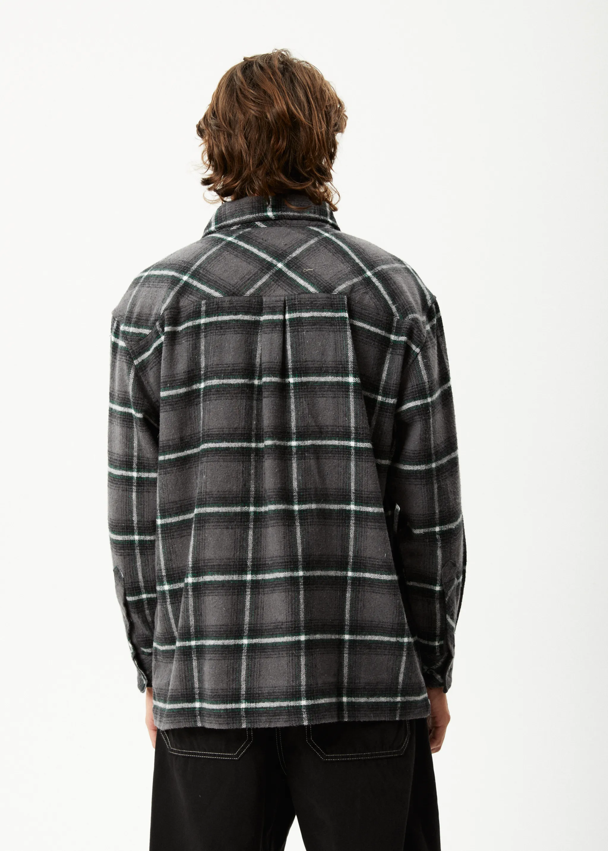 AFENDS Mens Sandstorm - Flannel Long Sleeve Shirt - Black Check