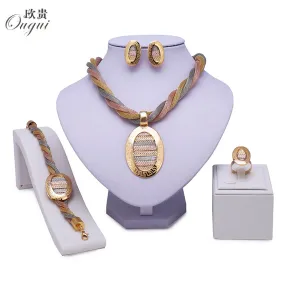 African Jewelry sets Gold Color Crystal Wedding Women Bridal