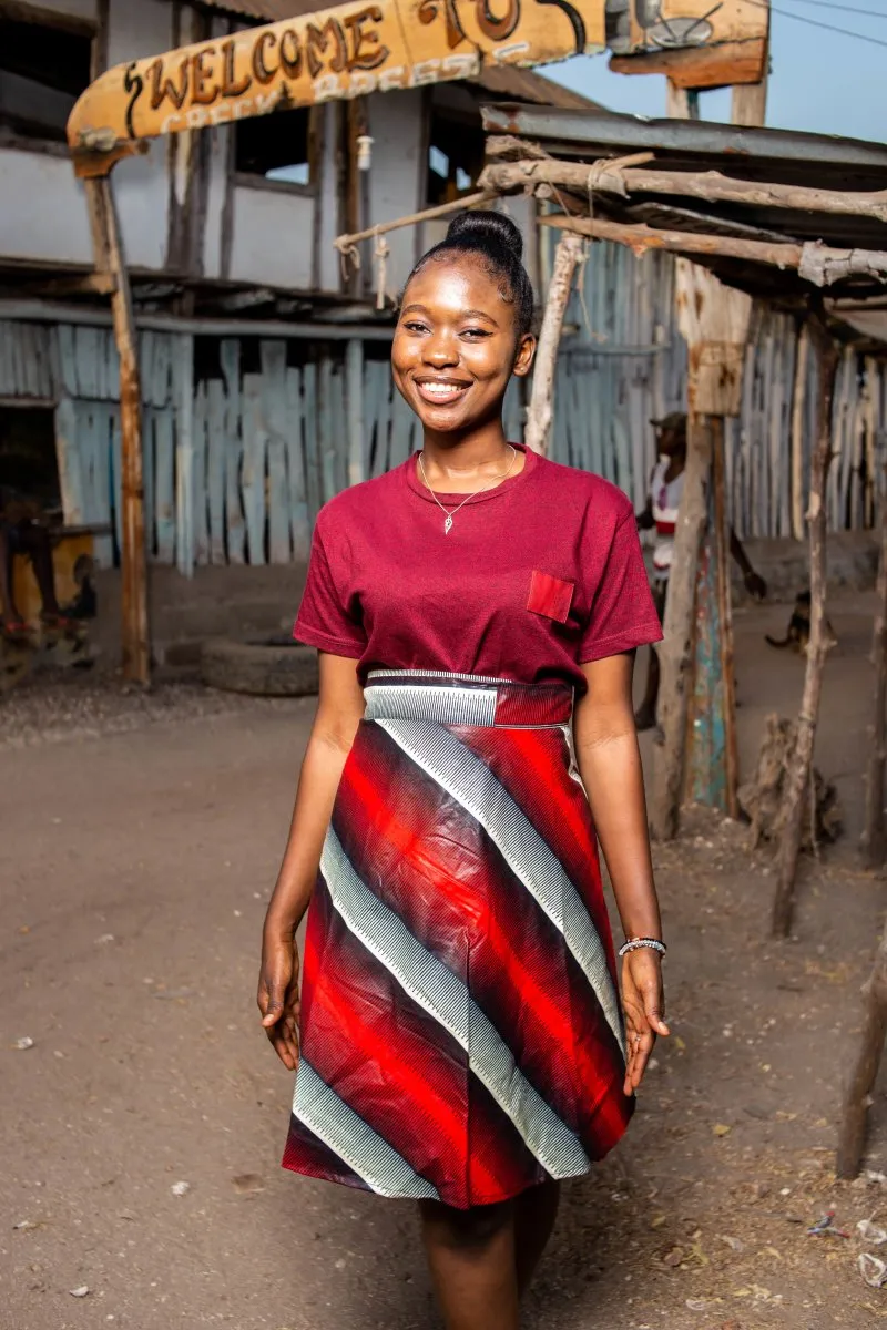 African Wrap Skirt in Electric Red