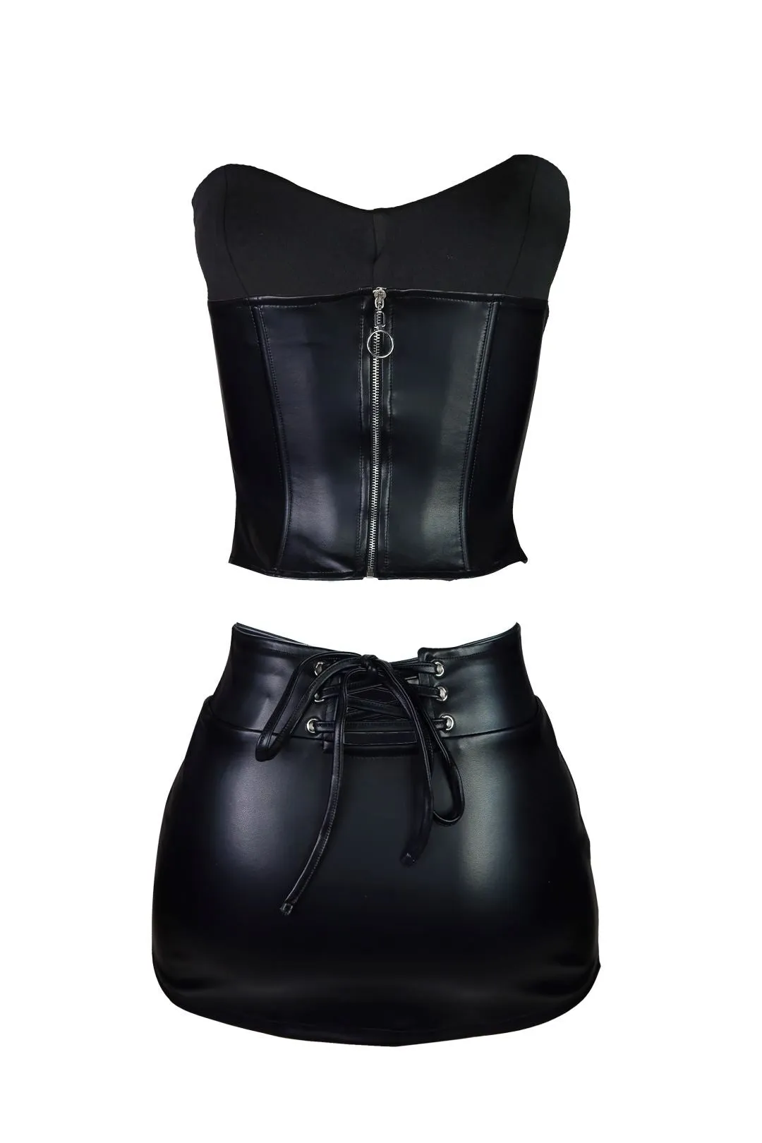 Afterhour Faux Leather Skirt SET