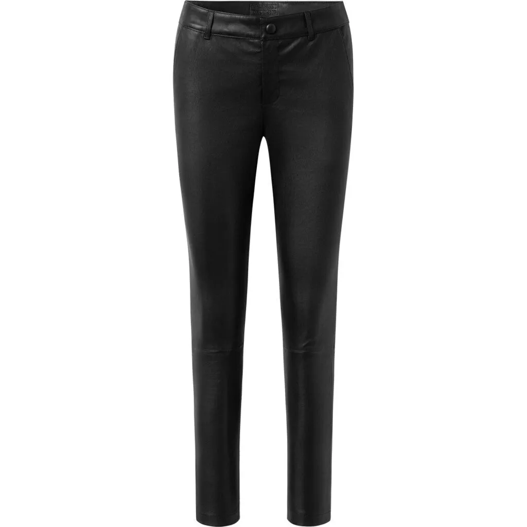 Amelia RW stretch chino leather pant 7/8 length / 14254 - Black (Nero)