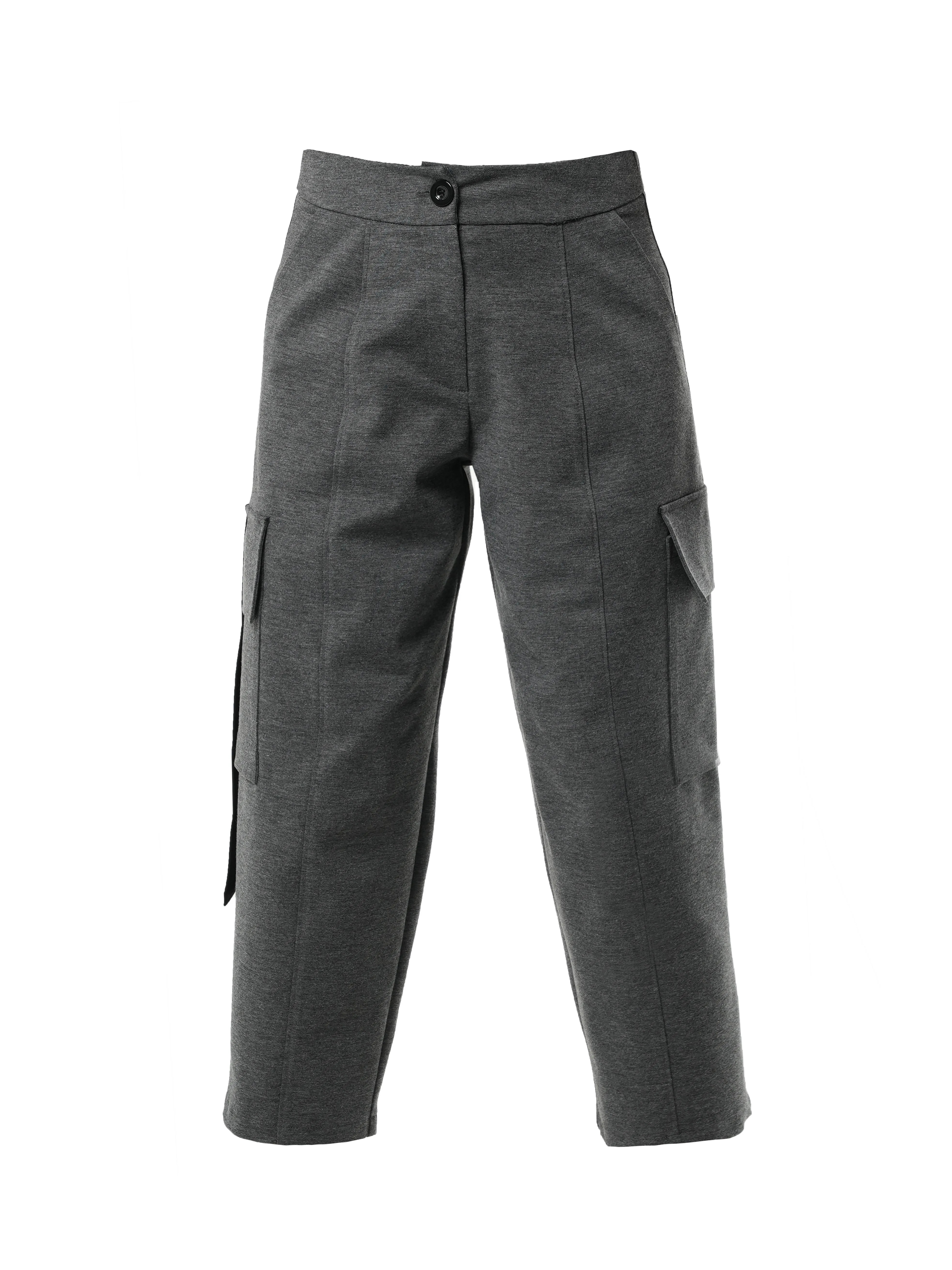 Ankle-Length Gray Cargo Pants