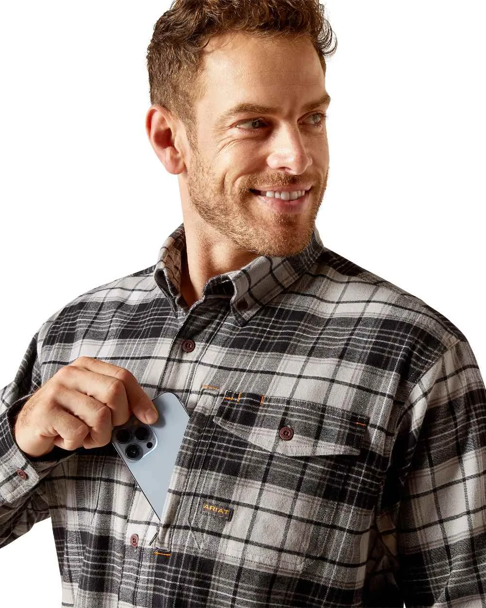 Ariat Mens Rebar Flannel Durastretch Work Shirt