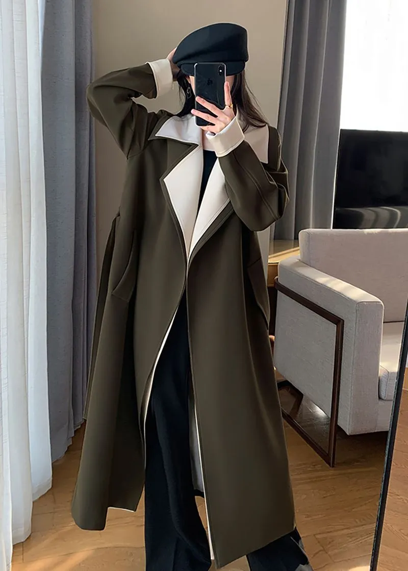 Army Green Belted Trench Coat