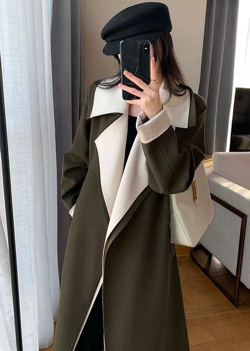 Army Green Belted Trench Coat