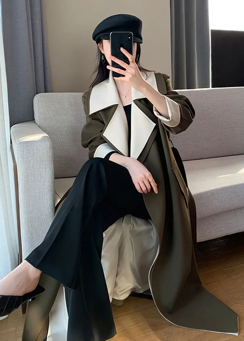 Army Green Belted Trench Coat