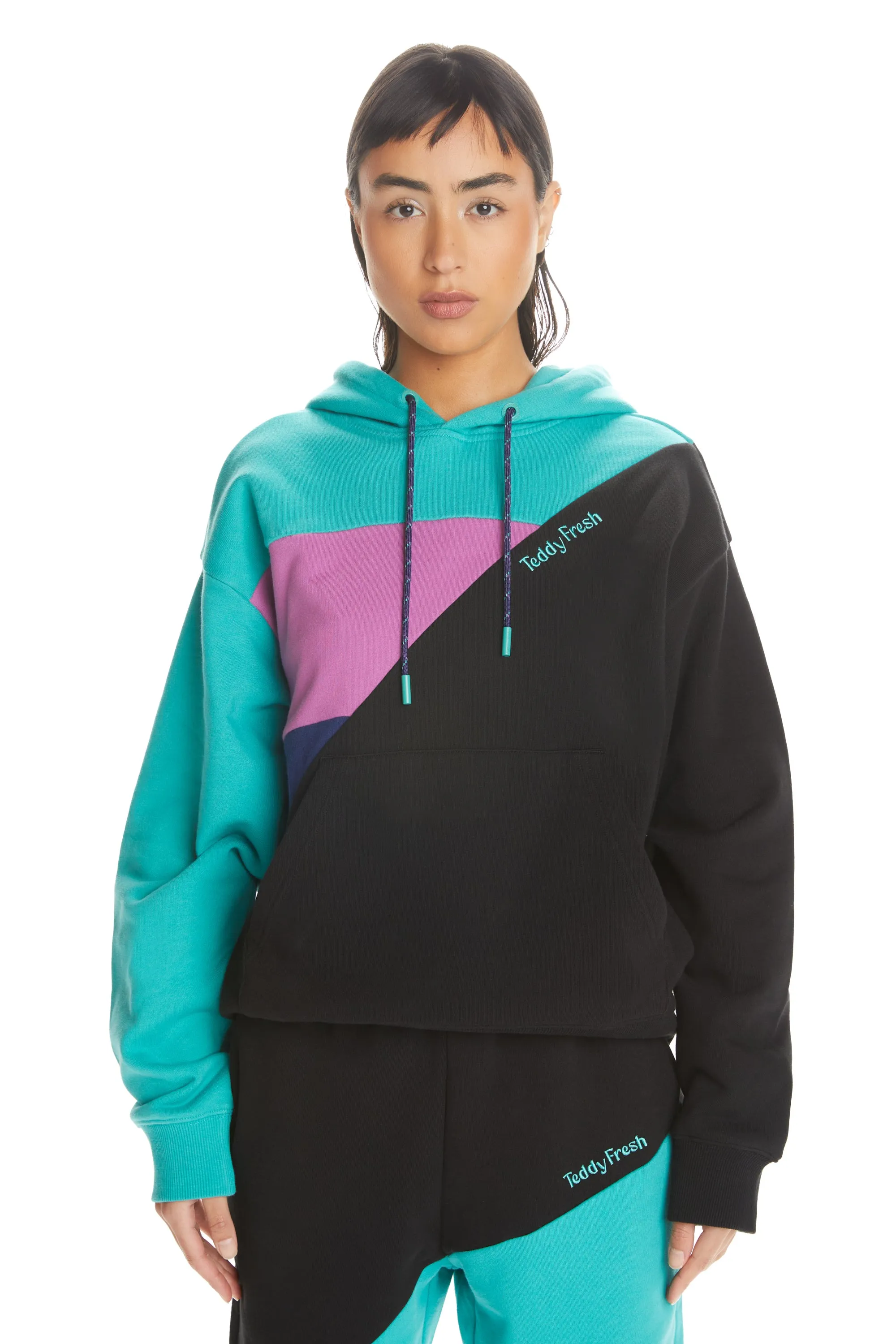 Asymmetric Color Block Hoodie