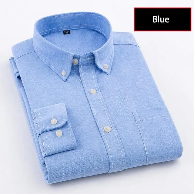 Autumn' and 'Spring Oxford Denim Long Sleeve Plain Men’s Shirts in 8 Colors