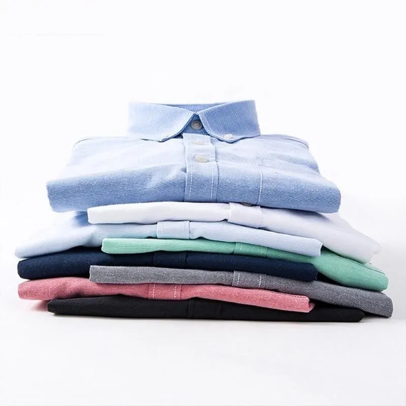 Autumn' and 'Spring Oxford Denim Long Sleeve Plain Men’s Shirts in 8 Colors