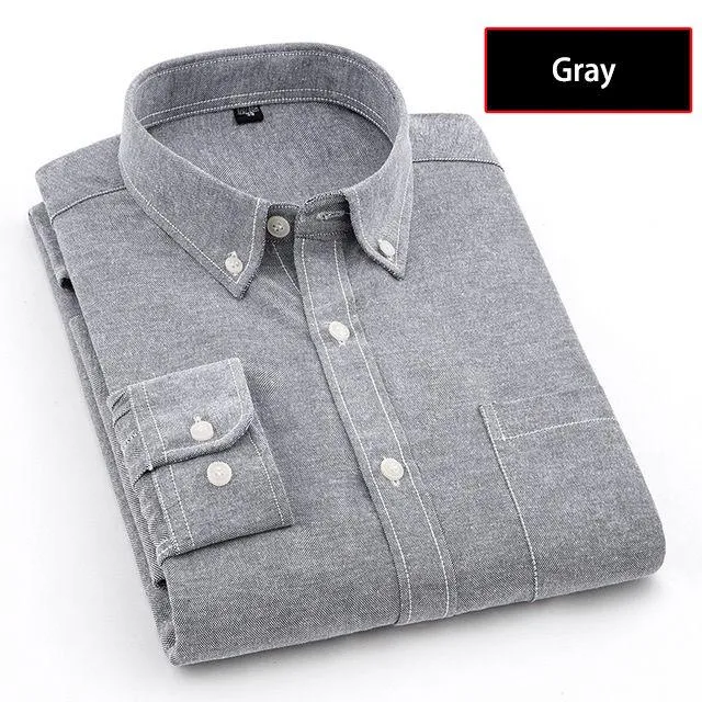 Autumn' and 'Spring Oxford Denim Long Sleeve Plain Men’s Shirts in 8 Colors