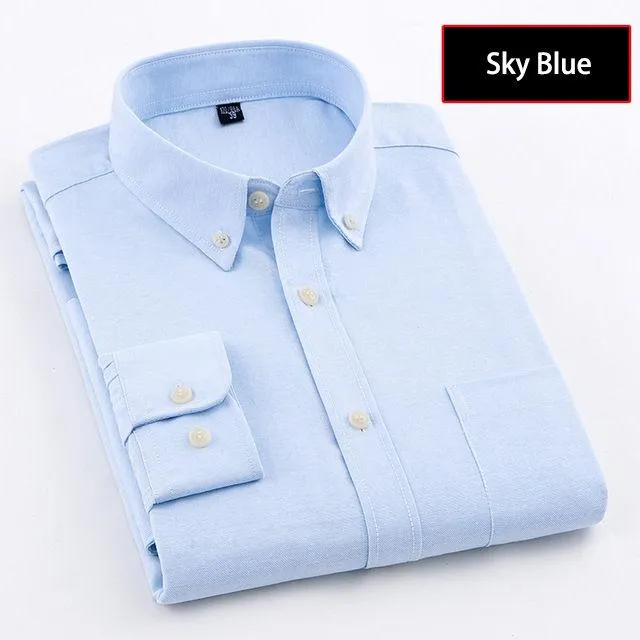 Autumn' and 'Spring Oxford Denim Long Sleeve Plain Men’s Shirts in 8 Colors