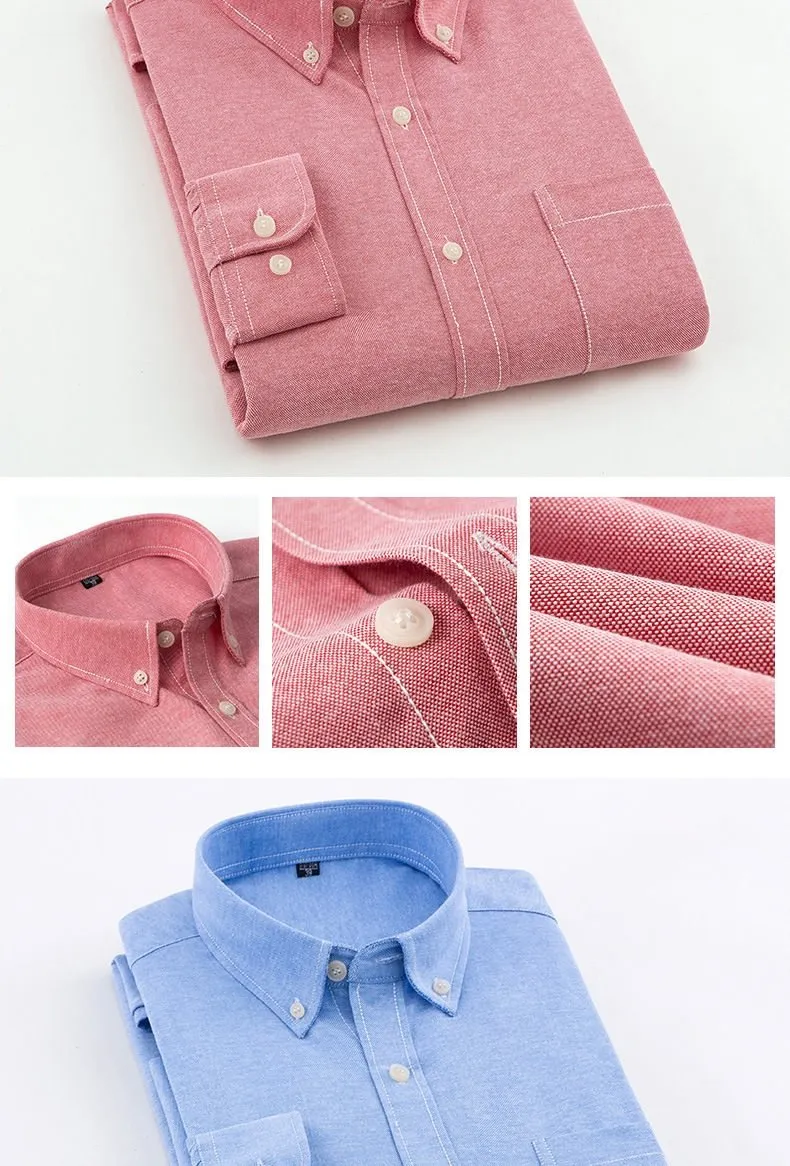 Autumn' and 'Spring Oxford Denim Long Sleeve Plain Men’s Shirts in 8 Colors