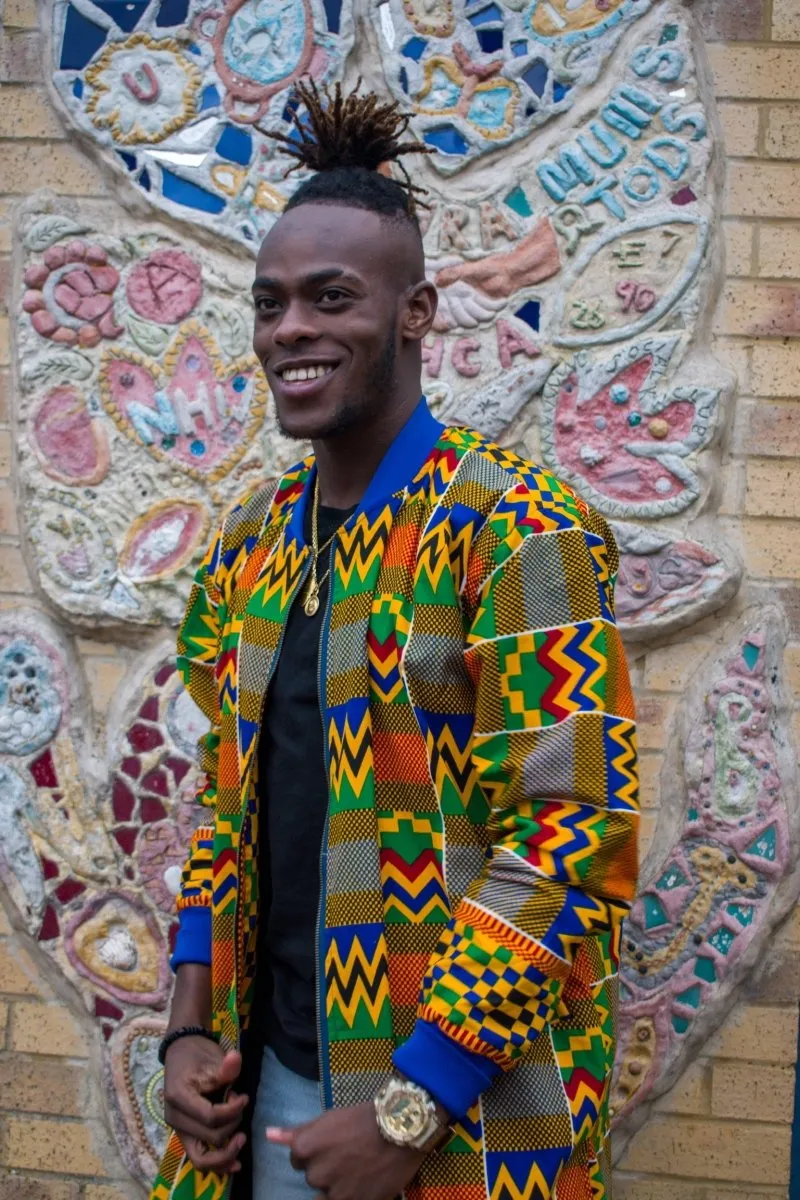 Aztec Coat in Orange Kente Print - Summer Festival Coat