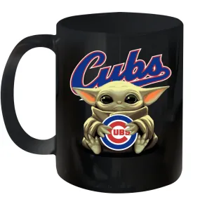 Baby Yoda Hugs Loves The Chicago Cubs Baseball Ceramic Mug 11oz