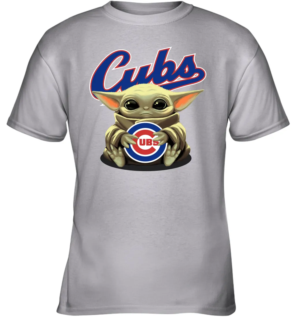 Baby Yoda Hugs Loves The Chicago Cubs Baseball Youth T-Shirt