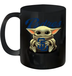 Baby Yoda Hugs Loves The San Diego Padres Baseball Ceramic Mug 11oz