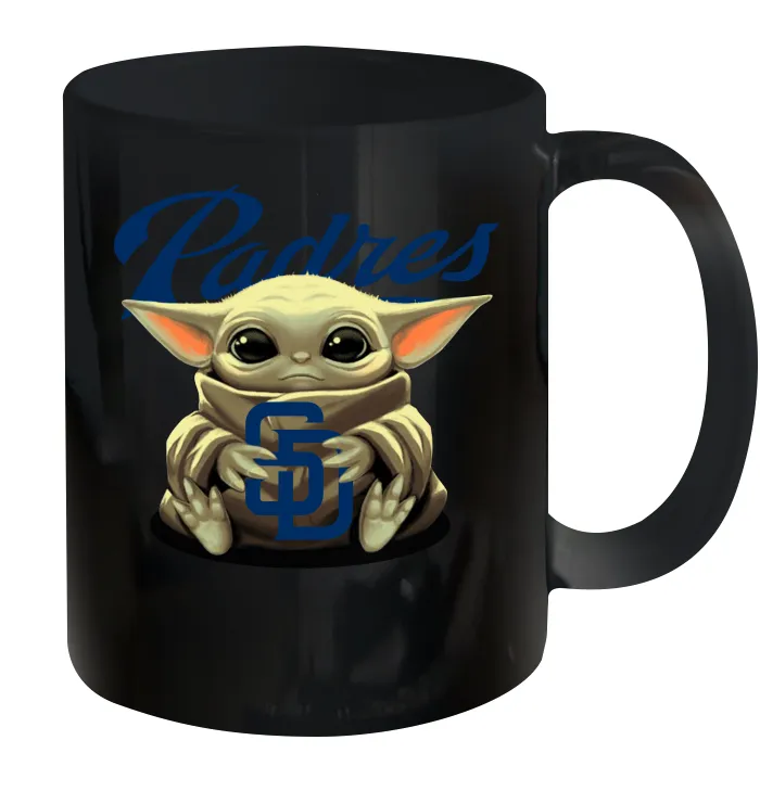 Baby Yoda Hugs Loves The San Diego Padres Baseball Ceramic Mug 11oz