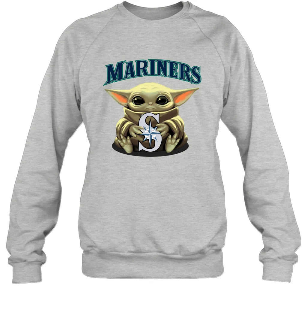 Baby Yoda Hugs Loves The Seattle Mariners Baseball Adult Sweatshirt