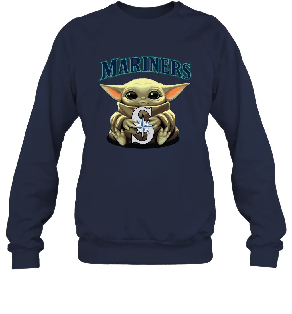 Baby Yoda Hugs Loves The Seattle Mariners Baseball Adult Sweatshirt