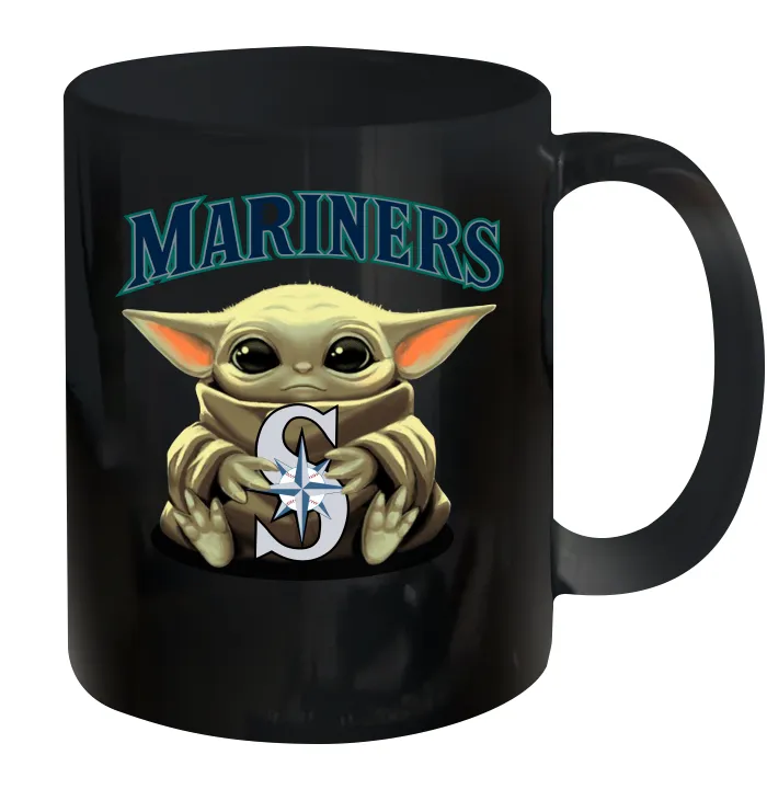 Baby Yoda Hugs Loves The Seattle Mariners Baseball Ceramic Mug 11oz