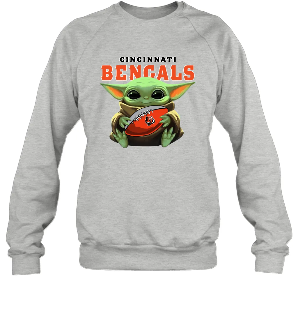 Baby Yoda Loves The Cincinnati Bengals Star Wars Baby Yoda Hugs Bengals NFL Adult Sweatshirt