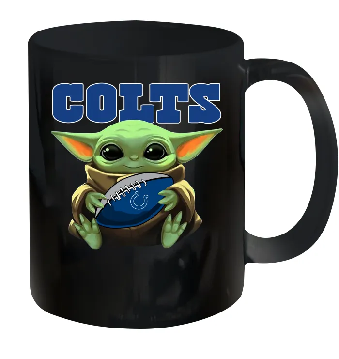 Baby Yoda Loves The Indianapolis Colts Star Wars Baby Yoda Hugs Colts NFL Ceramic Mug 11oz