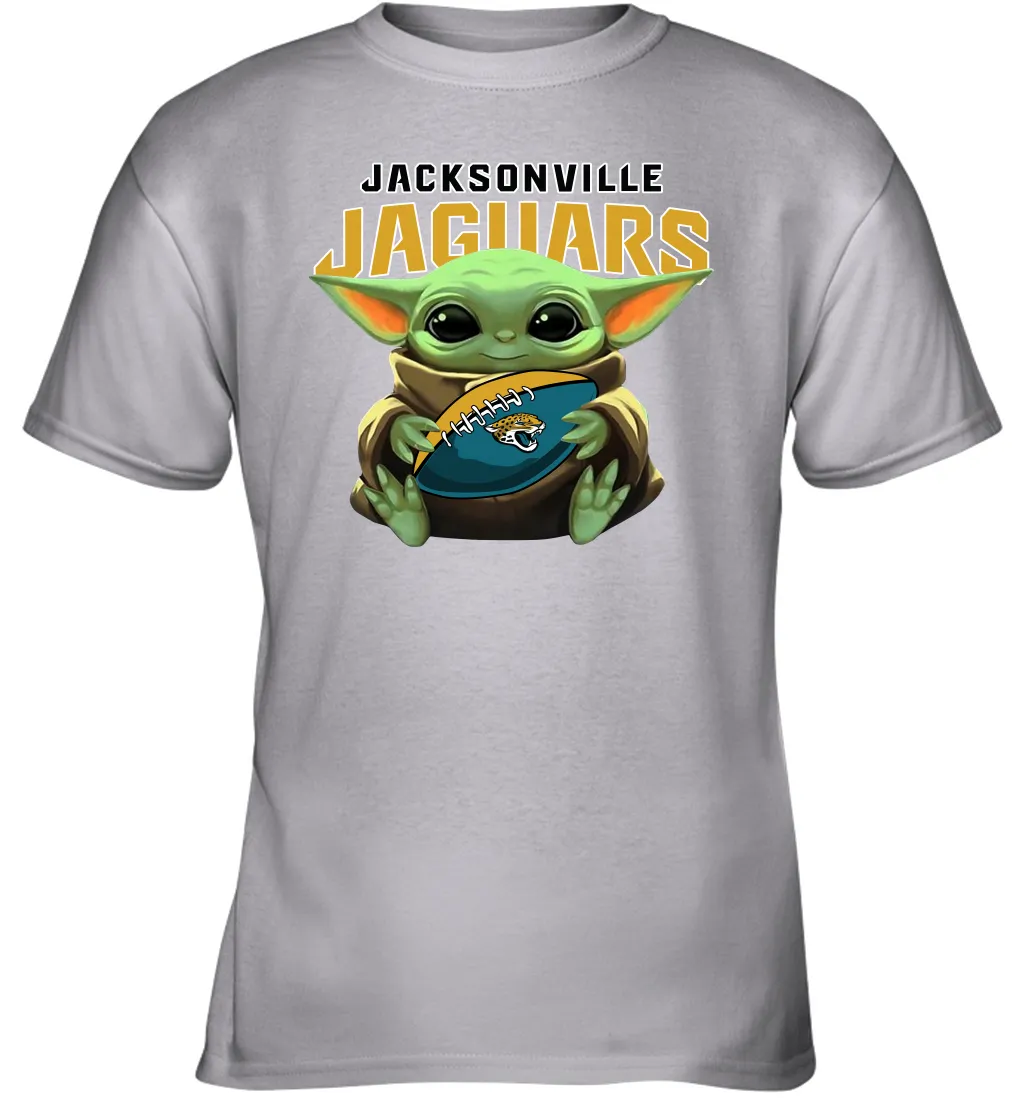 Baby Yoda Loves The Jacksonville Jaguars Star Wars Baby Yoda Hugs Jaguars NFL Youth T-Shirt