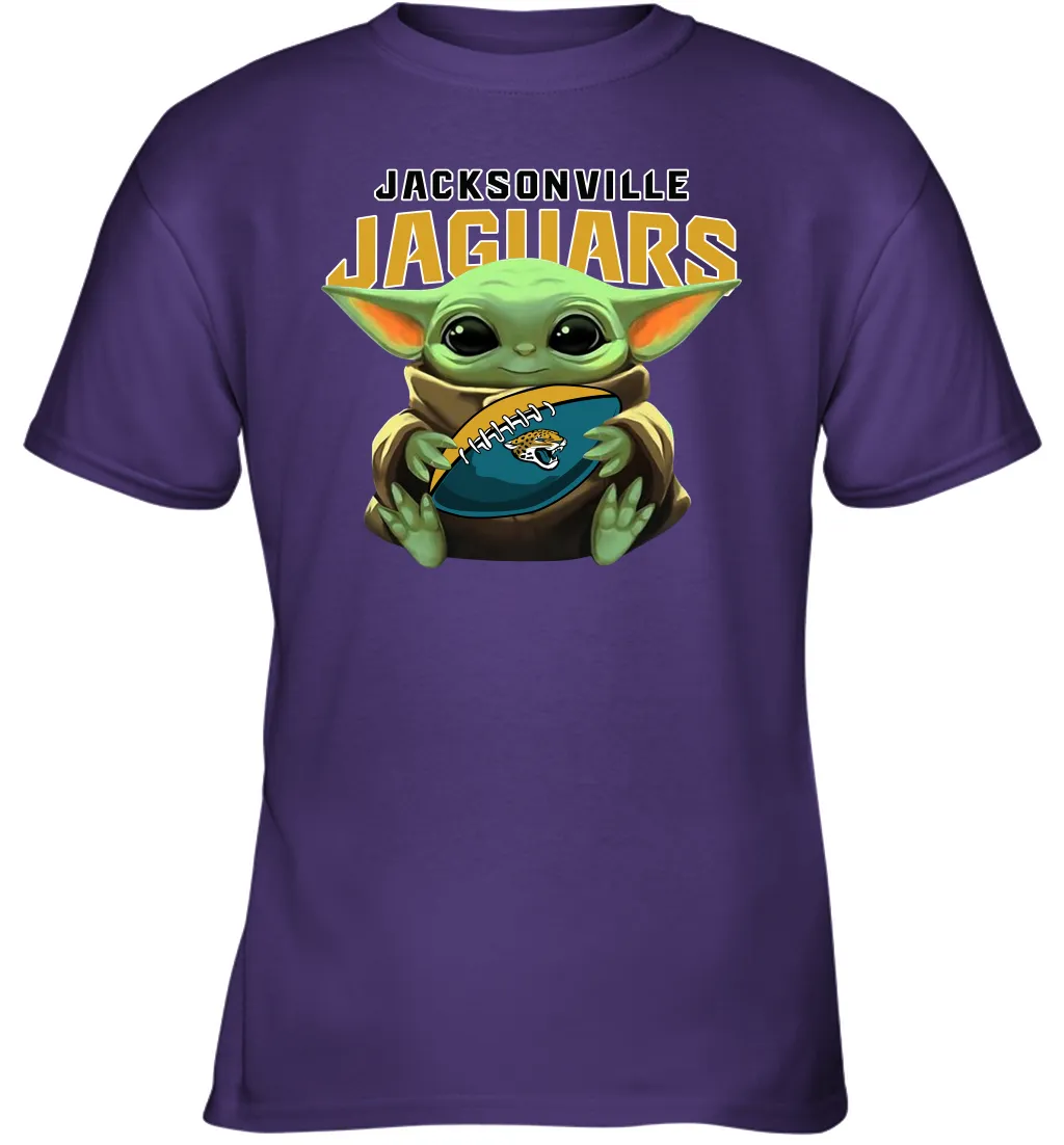 Baby Yoda Loves The Jacksonville Jaguars Star Wars Baby Yoda Hugs Jaguars NFL Youth T-Shirt