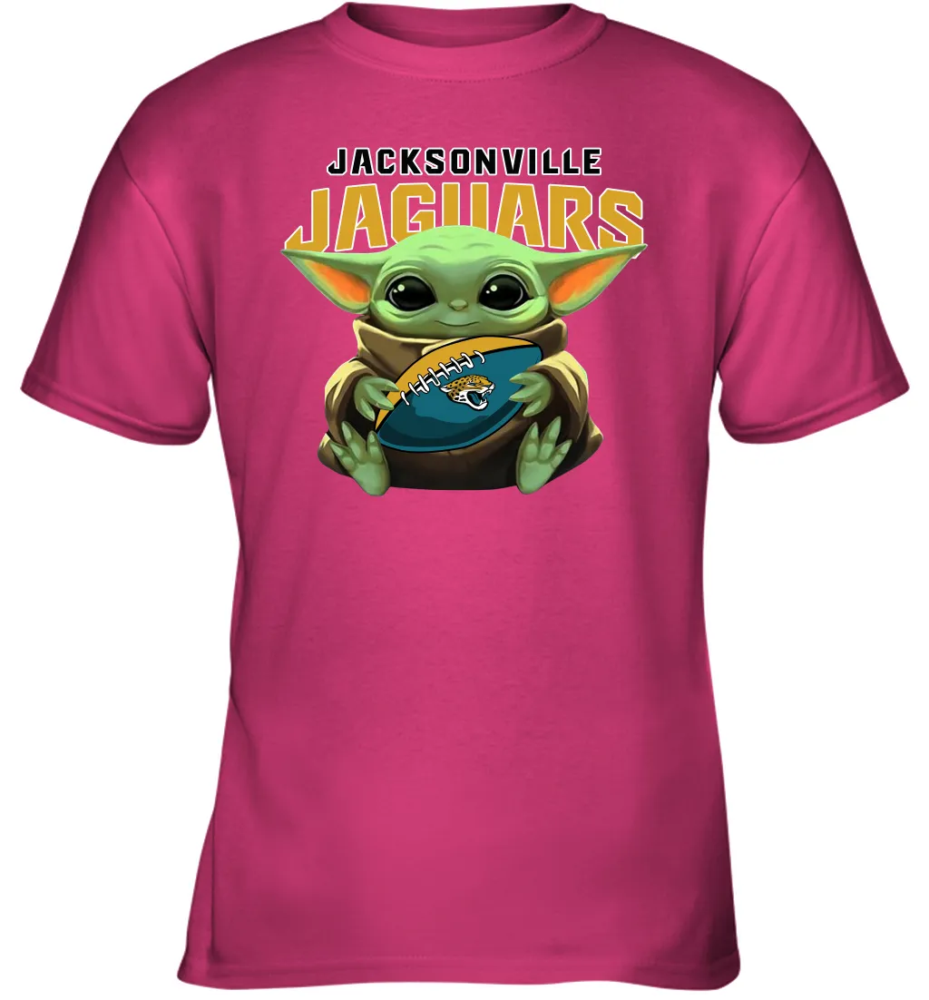 Baby Yoda Loves The Jacksonville Jaguars Star Wars Baby Yoda Hugs Jaguars NFL Youth T-Shirt