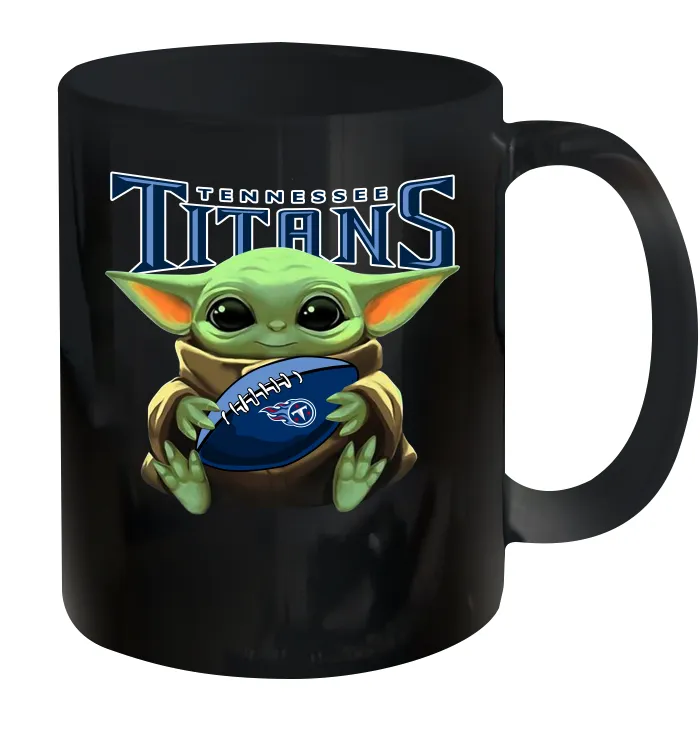 Baby Yoda Loves The Tennessee Titans Star Wars Baby Yoda Hugs Titans NFL Ceramic Mug 11oz