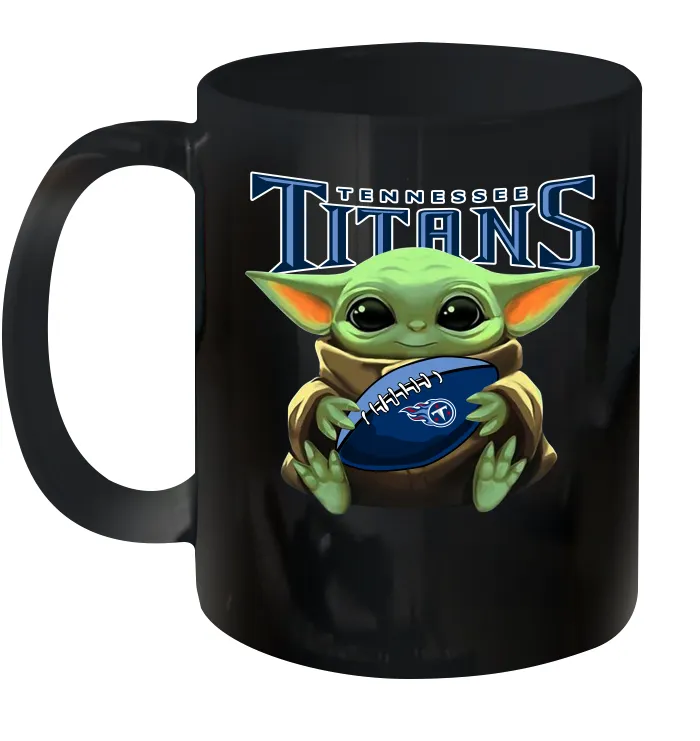 Baby Yoda Loves The Tennessee Titans Star Wars Baby Yoda Hugs Titans NFL Ceramic Mug 11oz