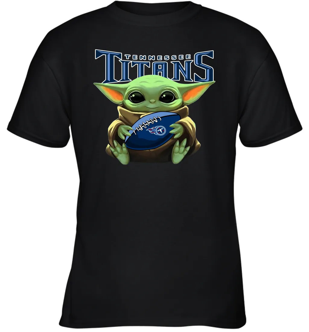 Baby Yoda Loves The Tennessee Titans Star Wars Baby Yoda Hugs Titans NFL Youth T-Shirt