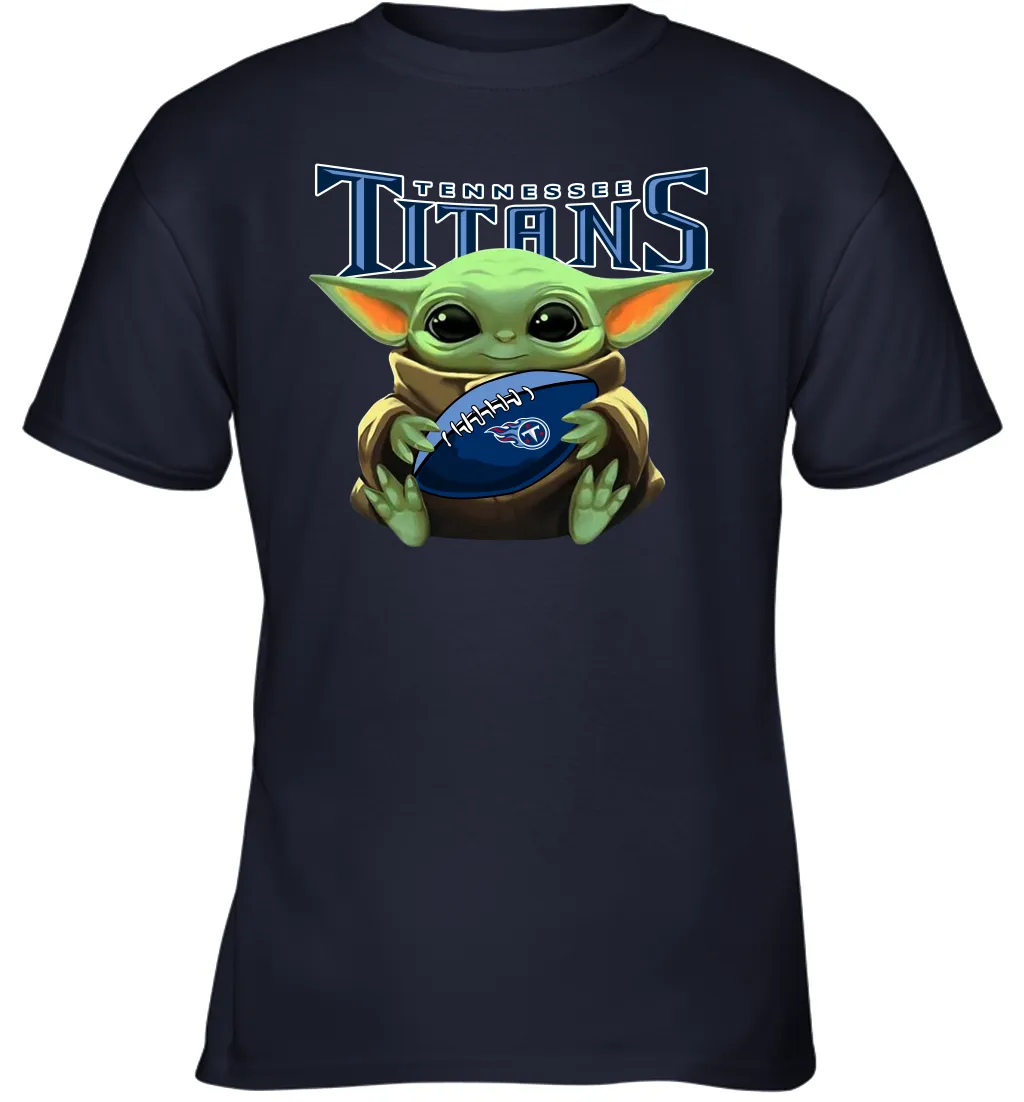 Baby Yoda Loves The Tennessee Titans Star Wars Baby Yoda Hugs Titans NFL Youth T-Shirt