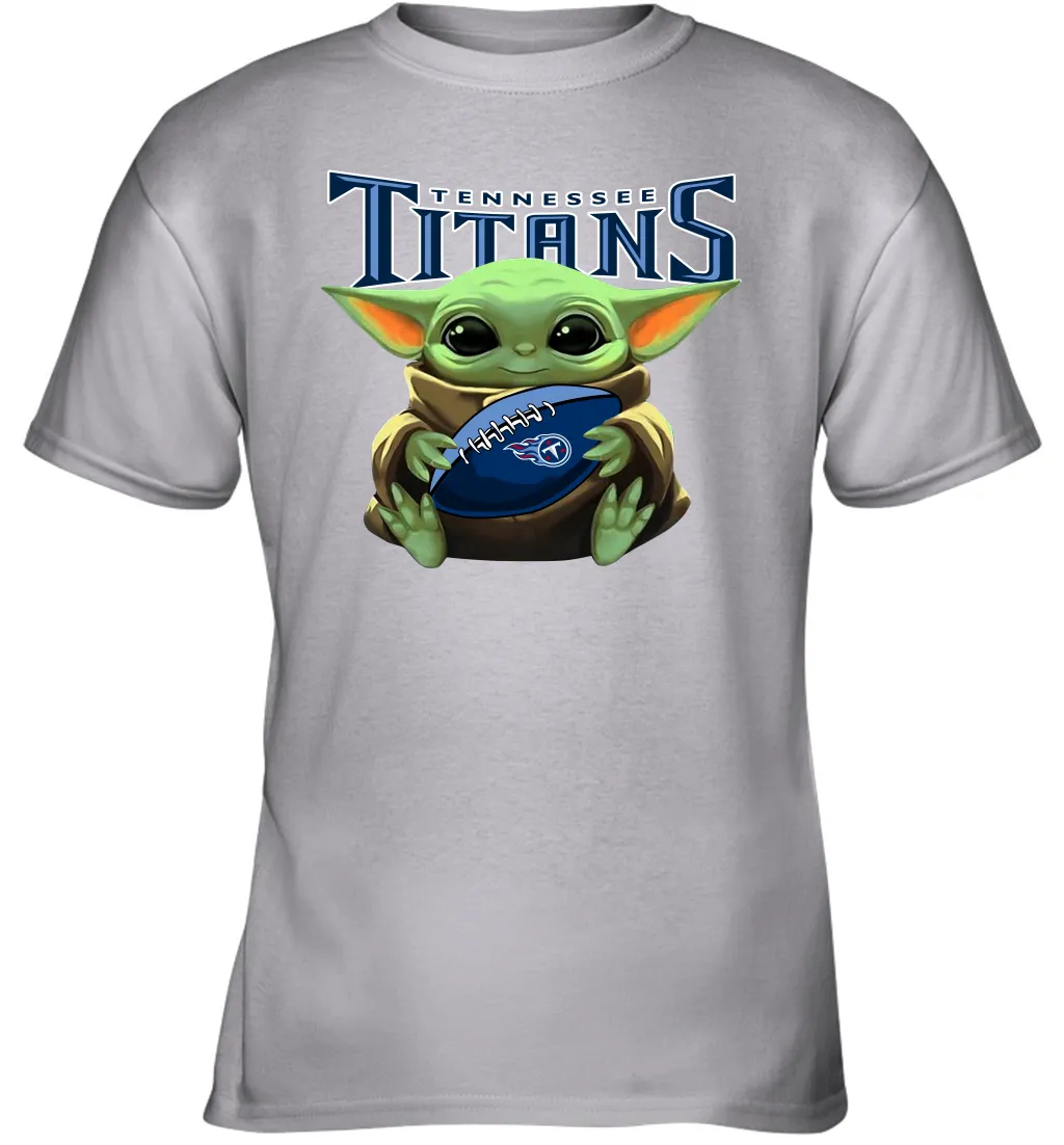 Baby Yoda Loves The Tennessee Titans Star Wars Baby Yoda Hugs Titans NFL Youth T-Shirt